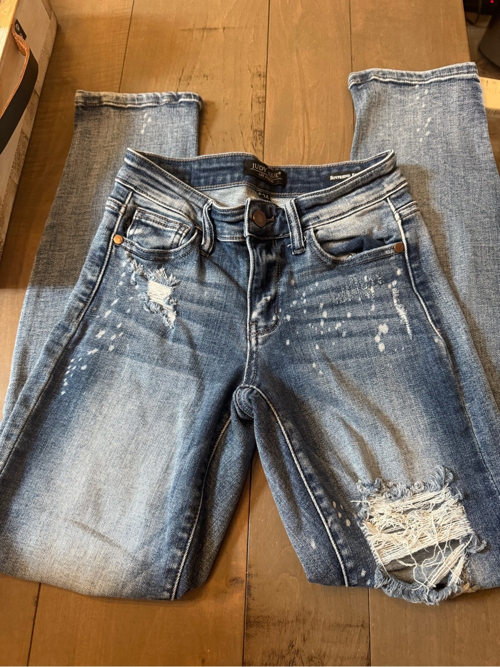 Judy Blue Size 0 24 Roman Holiday Distresses Boyfriend Jeans
